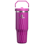 Personalized laser engraved Stanley 30oz IceFlow 2.0 Tumbler in Purple Blossom Tile, custom name gift