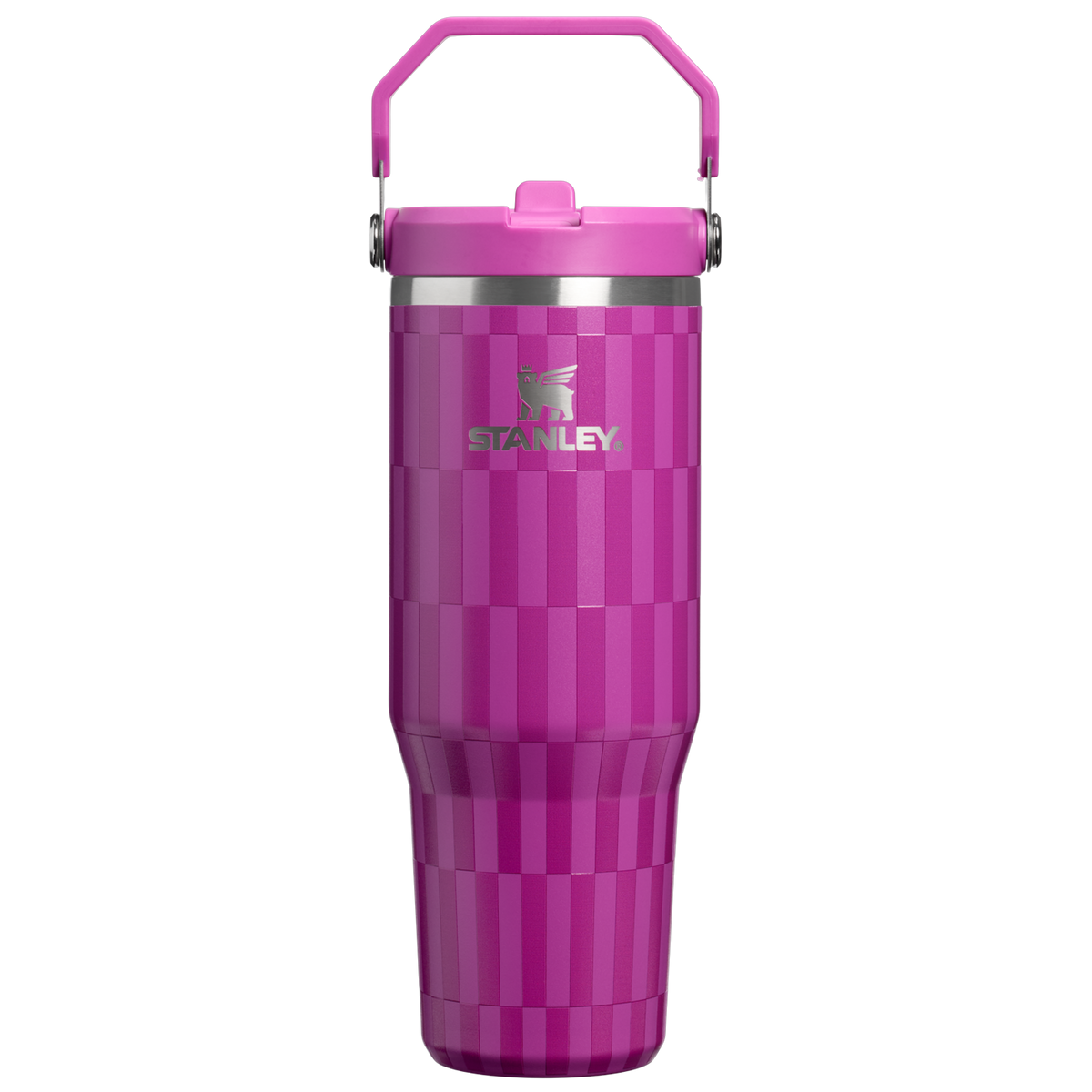 Personalized laser engraved Stanley 30oz IceFlow 2.0 Tumbler in Purple Blossom Tile, custom name gift