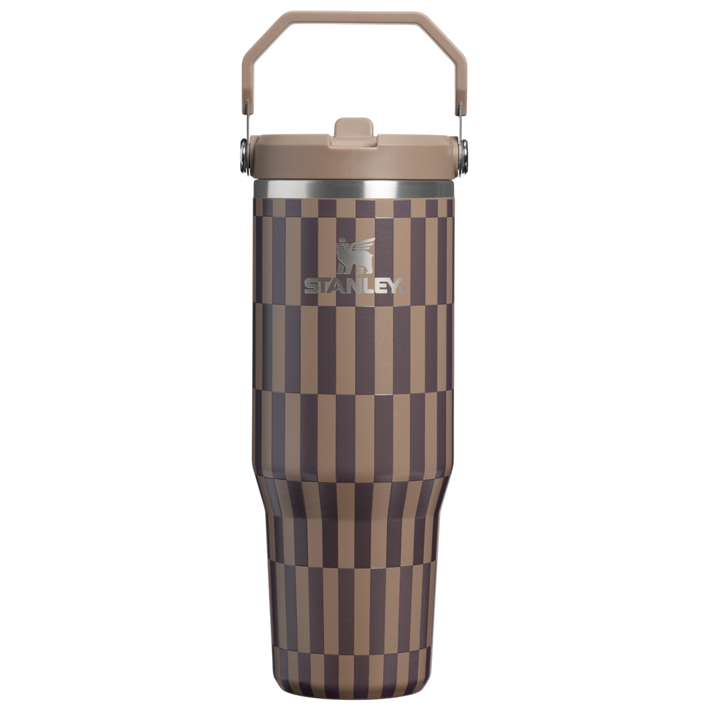 Personalized laser engraved Stanley 30oz IceFlow 2.0 Tumbler in Smokey Taupe Tile, custom name gift