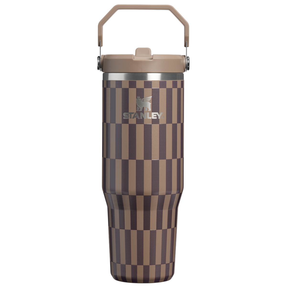 Personalized laser engraved Stanley 30oz IceFlow 2.0 Tumbler in Smokey Taupe Tile, custom name gift