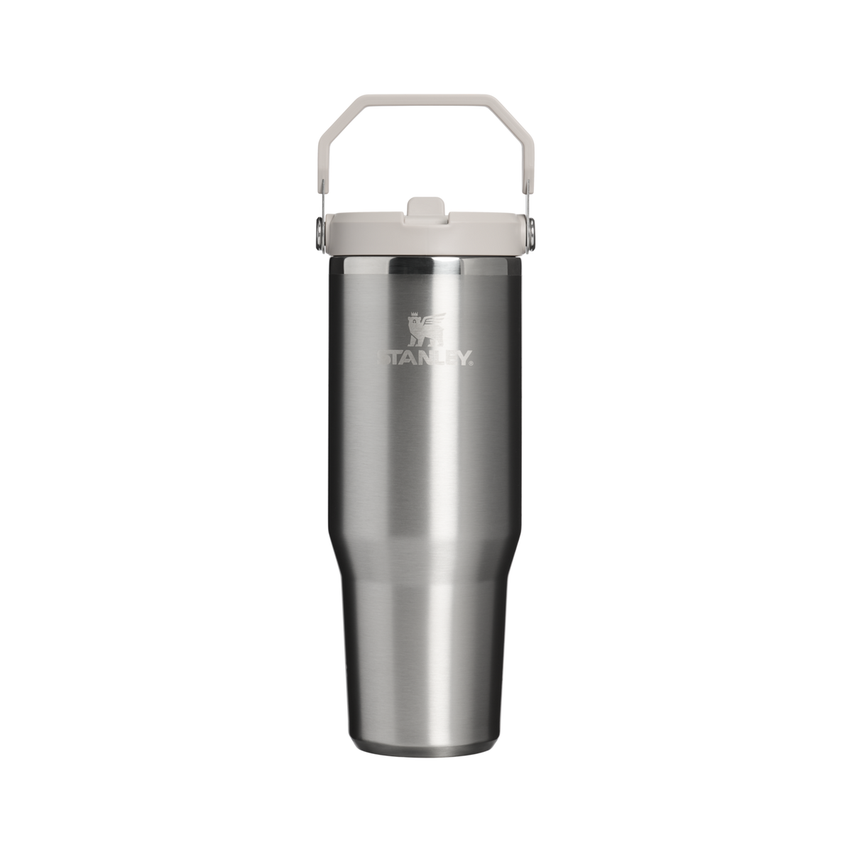 Personalized laser engraved Stanley 30oz IceFlow 2.0 Tumbler in Stainless Steel Ash, custom name gift