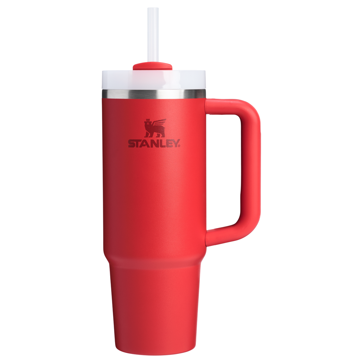 Personalized laser engraved Stanley 30oz Quencher H2.0 Tumbler in Chili Red, custom name gift