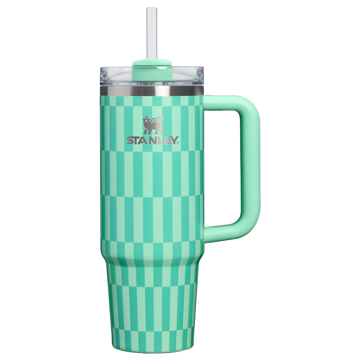 Personalized laser engraved Stanley 30oz Quencher H2.0 Tumbler in Dream Green Tile, custom name gift