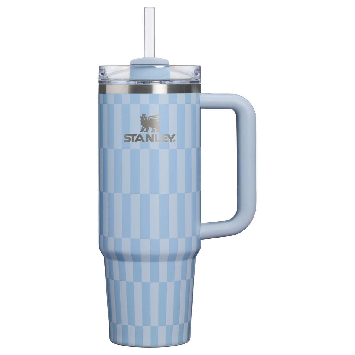 Personalized laser engraved Stanley 30oz Quencher H2.0 Tumbler in Linen Blue Tile, custom name gift