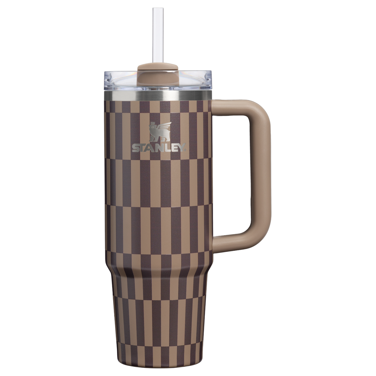 Personalized laser engraved Stanley 30oz Quencher H2.0 Tumbler in Smokey Taupe Tile, custom name gift