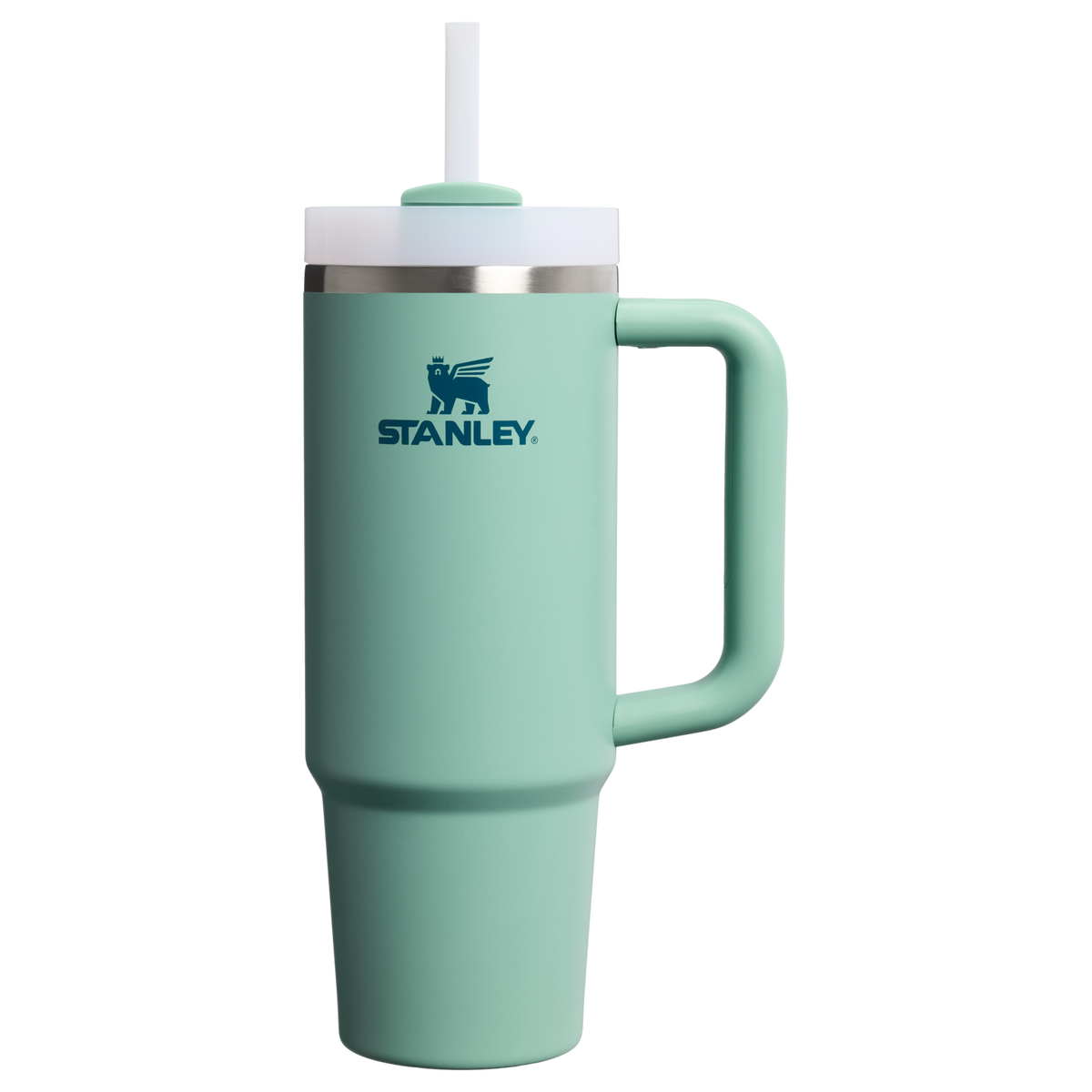 Personalized laser engraved Stanley 30oz Quencher H2.0 Tumbler in Spring Green, custom name gift