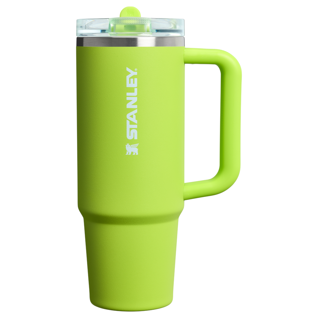 Personalized laser engraved Stanley 30oz Quencher ProTour Tumbler in Chartreuse, custom name gift