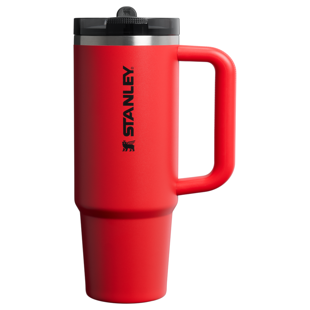 Personalized laser engraved Stanley 30oz Quencher ProTour Tumbler in Chili Black, custom name gift