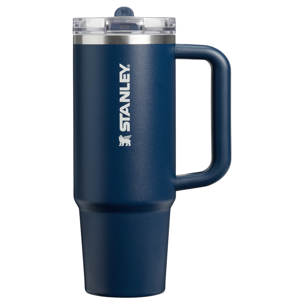 Personalized laser engraved Stanley 30oz Quencher ProTour Tumbler in Dark Navy, custom name gift