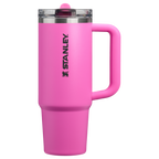 Personalized laser engraved Stanley 30oz Quencher ProTour Tumbler in Hot Pink, custom name gift