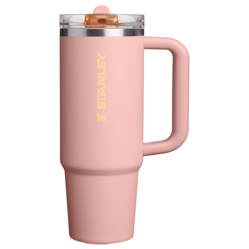 Personalized laser engraved Stanley 30oz Quencher ProTour Tumbler in Peach Rose, custom name gift