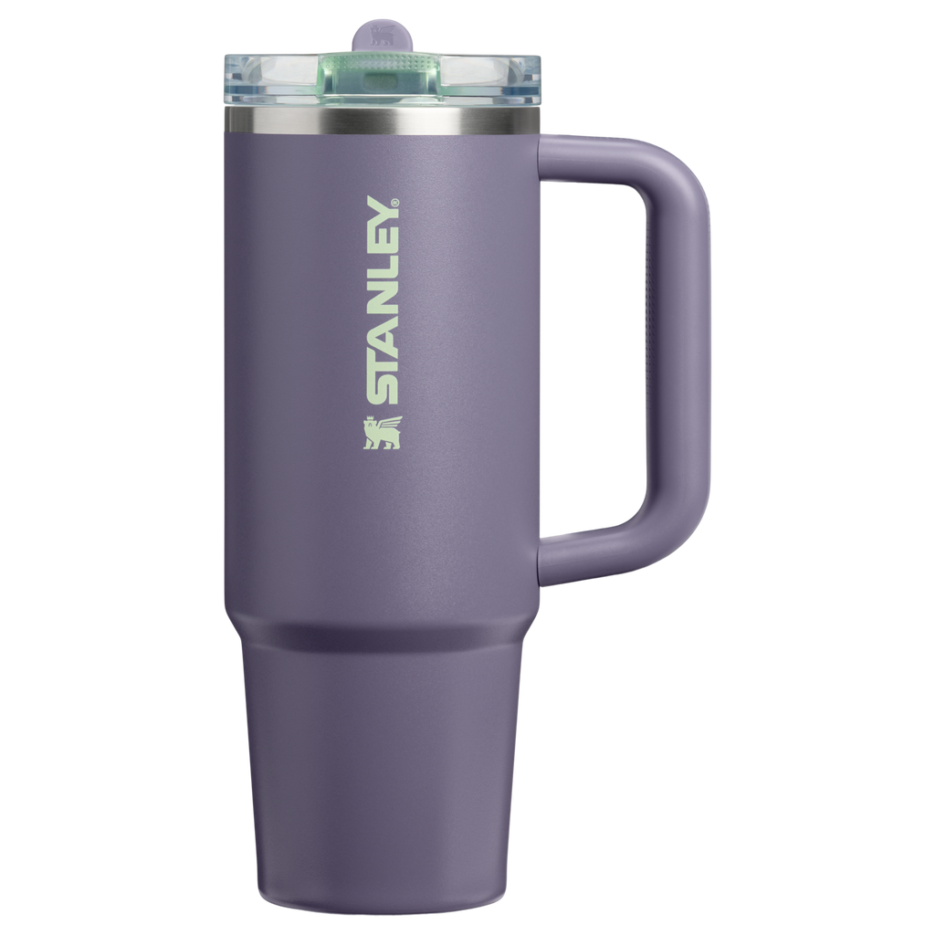 Personalized laser engraved Stanley 30oz Quencher ProTour Tumbler in Purple Umbra, custom name gift