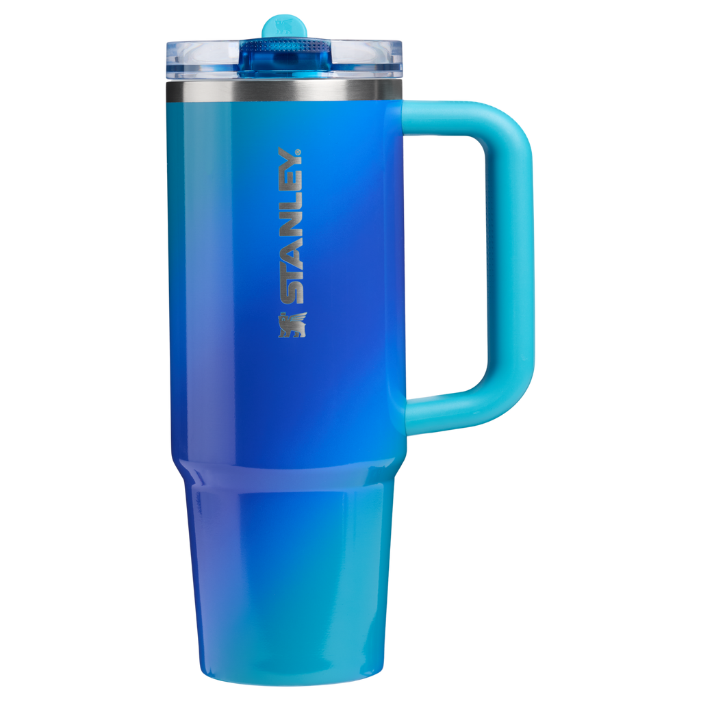 Personalized laser engraved Stanley 30oz Quencher ProTour Tumbler in Sea Glass Aura, custom name gift