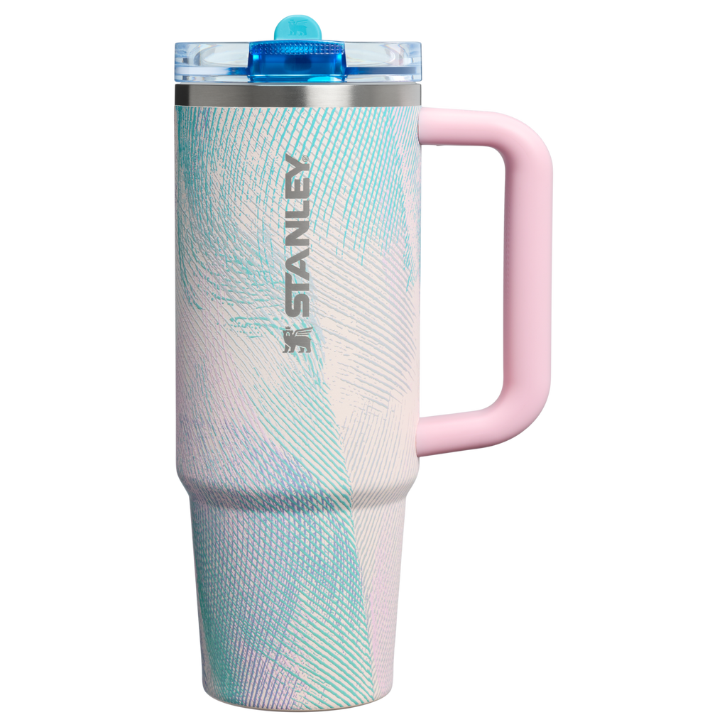 Personalized laser engraved Stanley 30oz Quencher ProTour Tumbler in Sea Glass Plume, custom name gift