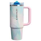 Personalized laser engraved Stanley 30oz Quencher ProTour Tumbler in Sea Glass Plume, custom name gift