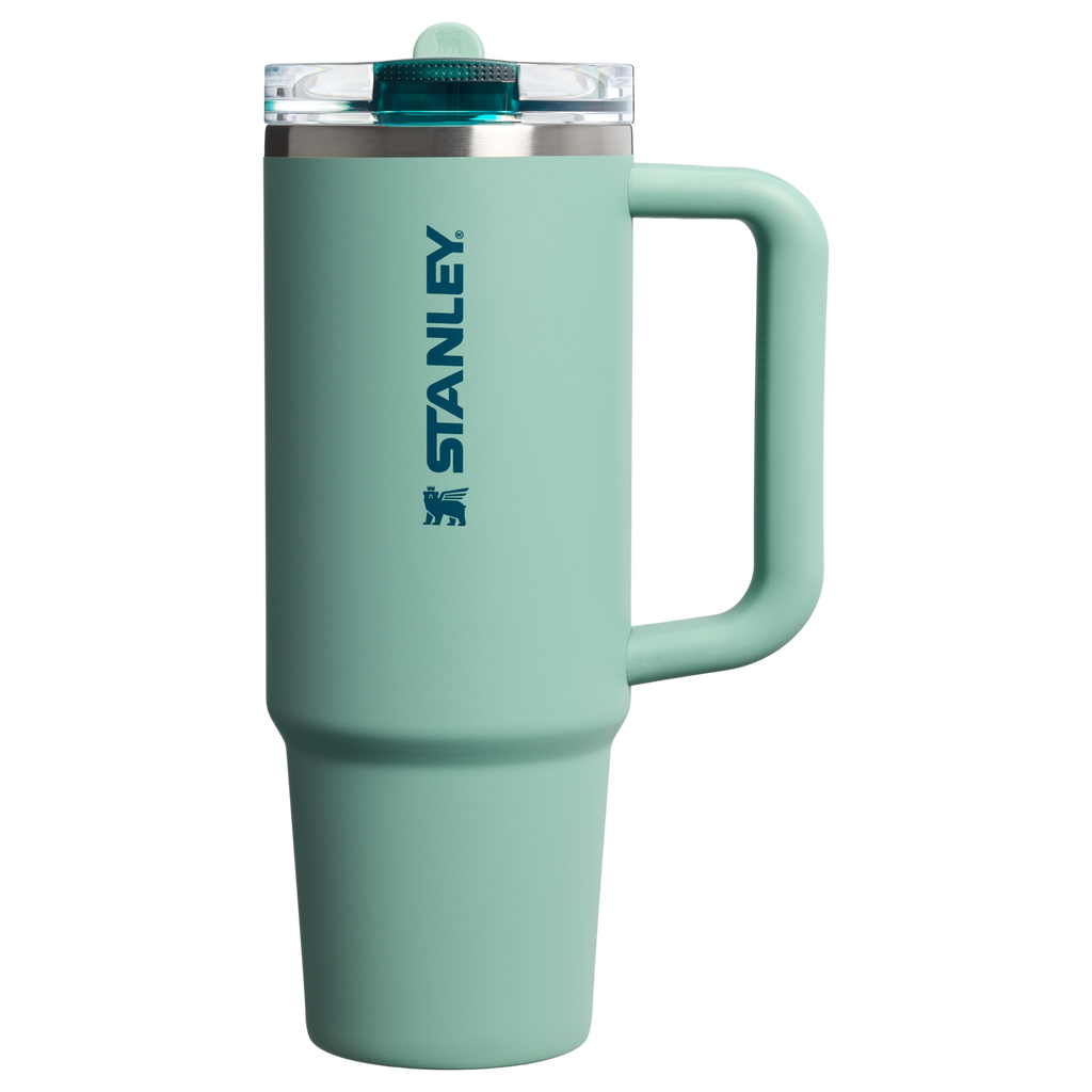Personalized laser engraved Stanley 30oz Quencher ProTour Tumbler in Spring Green, custom name gift