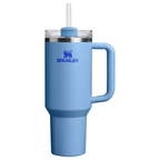 Personalized laser engraved Stanley 40oz Quencher H2.0 Tumbler in Blue Sky, custom name gift
