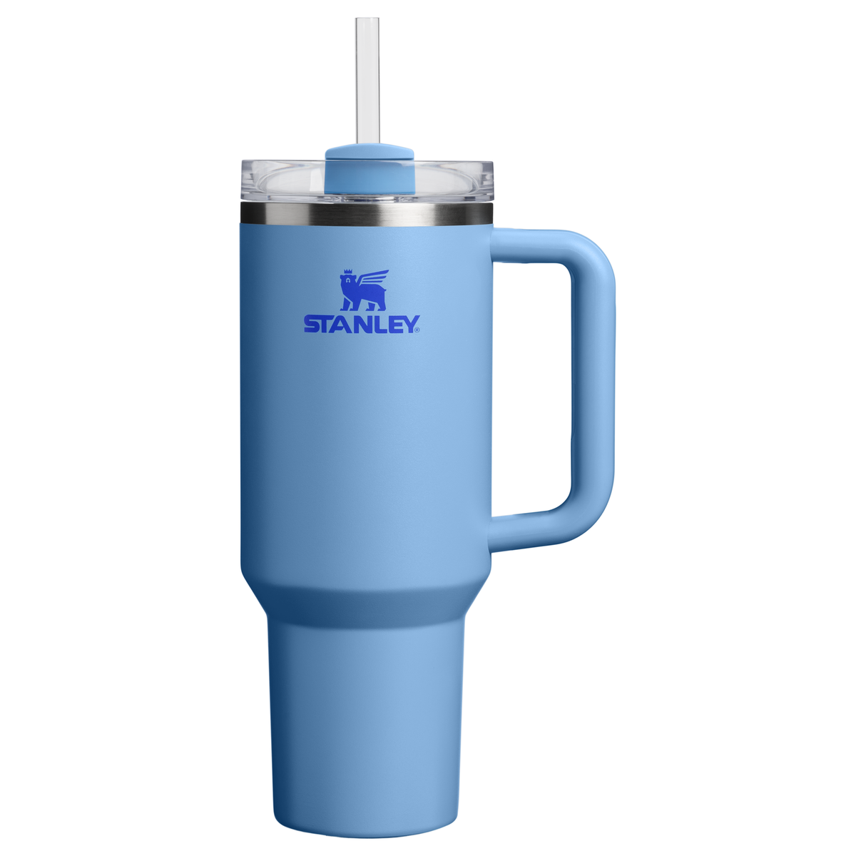 Personalized laser engraved Stanley 40oz Quencher H2.0 Tumbler in Blue Sky, custom name gift