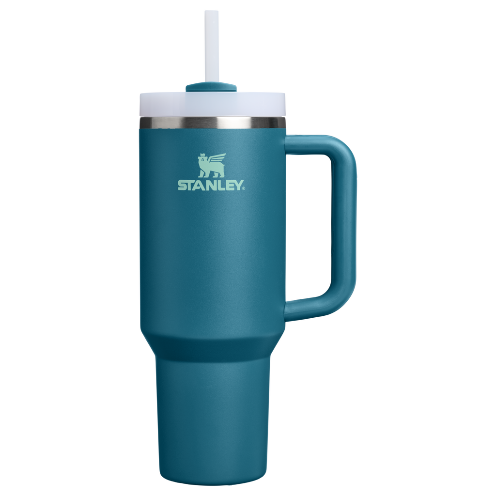 Personalized laser engraved Stanley 40oz Quencher H2.0 Tumbler in Coastal Teal, custom name gift