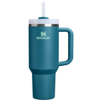 Personalized laser engraved Stanley 40oz Quencher H2.0 Tumbler in Coastal Teal, custom name gift