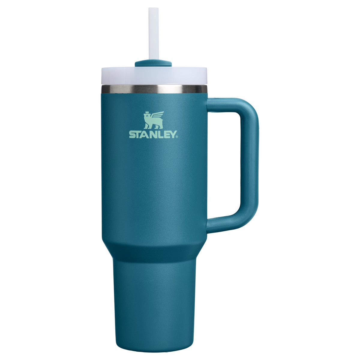 Personalized laser engraved Stanley 40oz Quencher H2.0 Tumbler in Coastal Teal, custom name gift