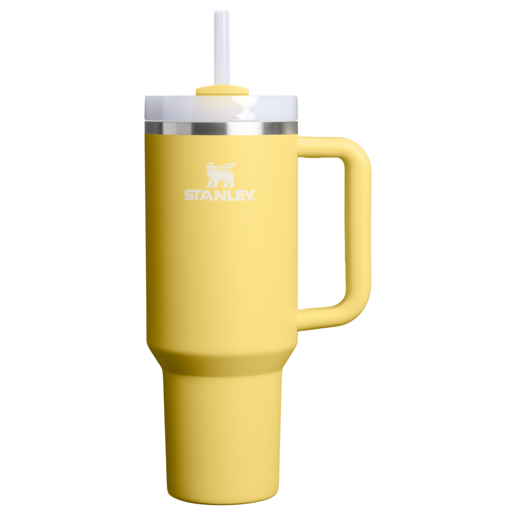 Personalized laser engraved Stanley 40oz Quencher H2.0 Tumbler in Daffodil, custom name gift