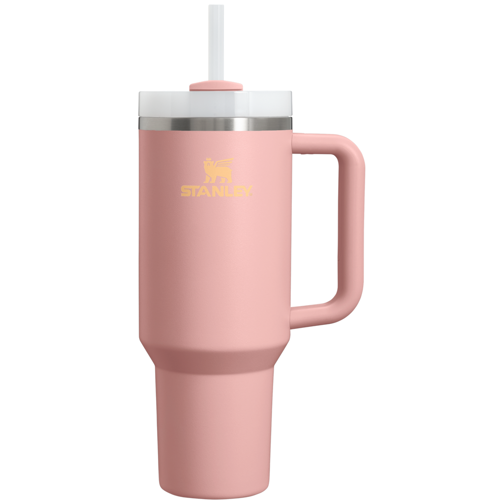 Personalized laser engraved Stanley 40oz Quencher H2.0 Tumbler in Peach Rose, custom name gift