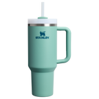 Personalized laser engraved Stanley 40oz Quencher H2.0 Tumbler in Spring Green, custom name gift