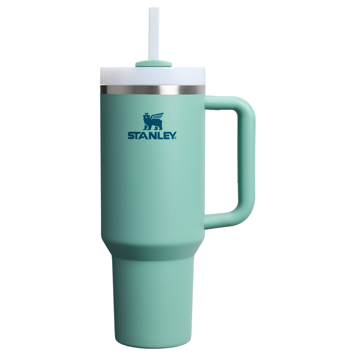 Personalized laser engraved Stanley 40oz Quencher H2.0 Tumbler in Spring Green, custom name gift