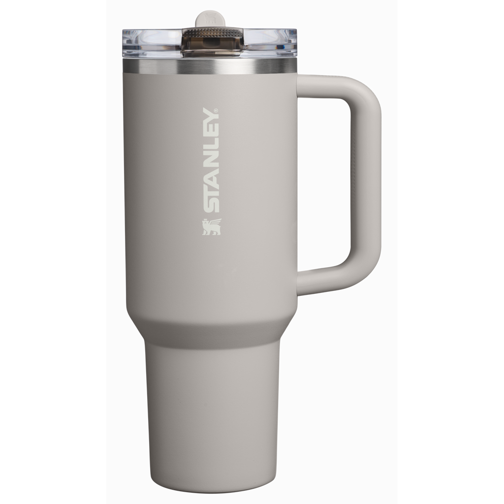 Personalized laser engraved Stanley 40oz Quencher ProTour Tumbler in Ash, custom name gift