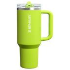 Personalized laser engraved Stanley 40oz Quencher ProTour Tumbler in Chartreuse, custom name gift