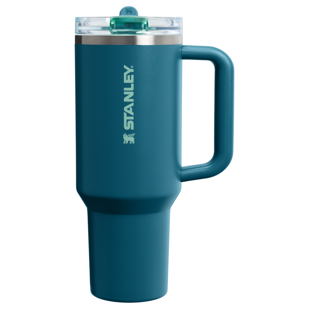 Personalized laser engraved Stanley 40oz Quencher ProTour Tumbler in Coastal Teal, custom name gift