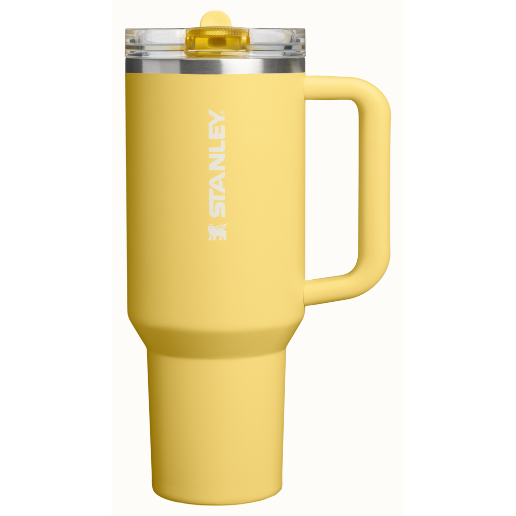Personalized laser engraved Stanley 40oz Quencher ProTour Tumbler in Daffodil, custom name gift