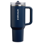 Personalized laser engraved Stanley 40oz Quencher ProTour Tumbler in Dark Navy, custom name gift