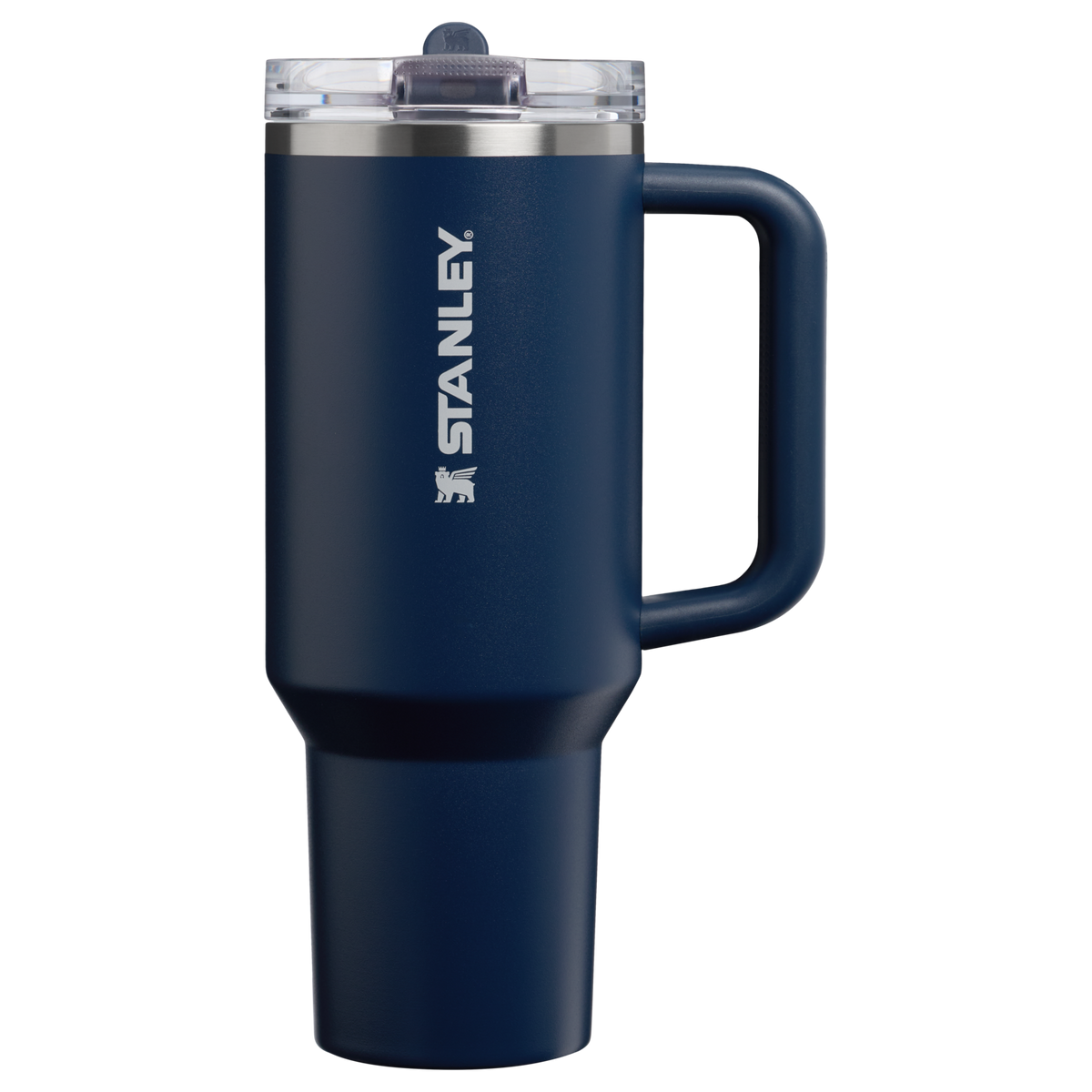 Personalized laser engraved Stanley 40oz Quencher ProTour Tumbler in Dark Navy, custom name gift