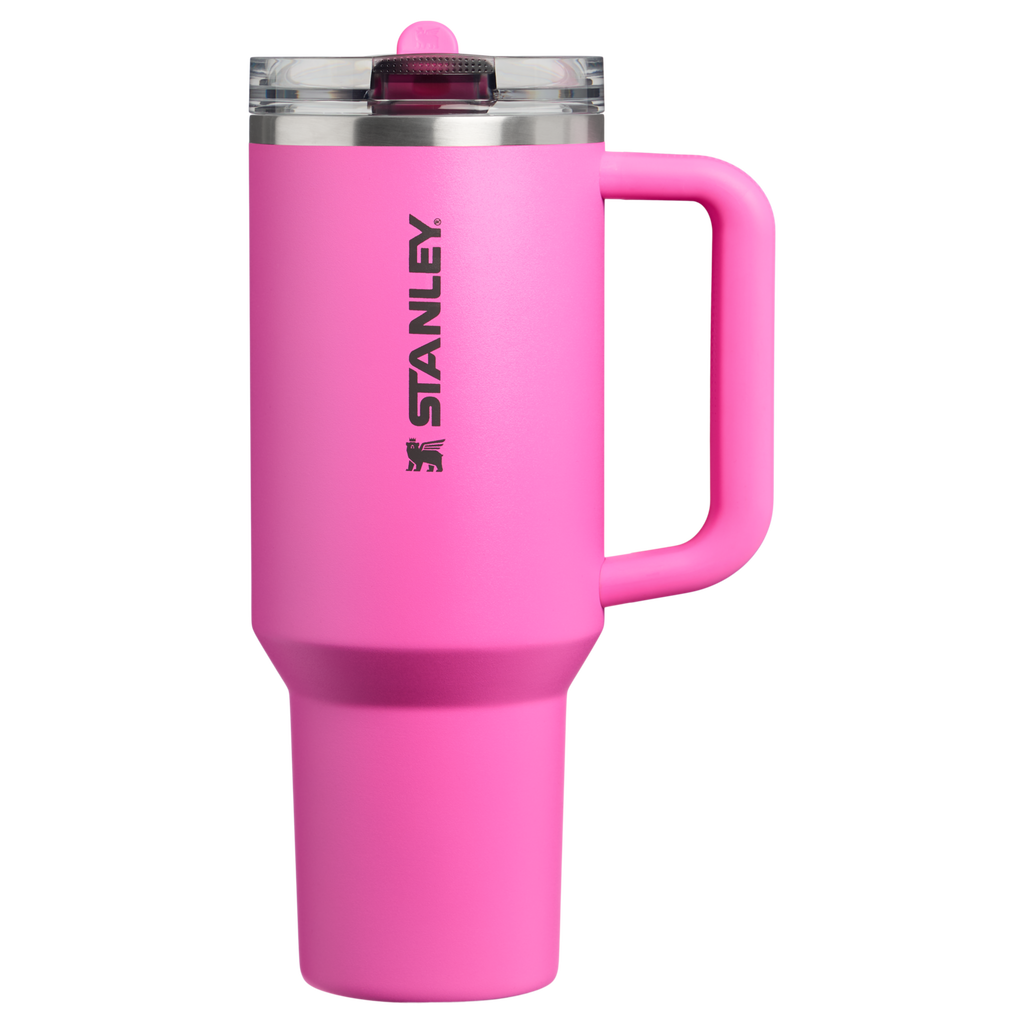 Personalized laser engraved Stanley 40oz Quencher ProTour Tumbler in Hot Pink, custom name gift