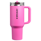 Personalized laser engraved Stanley 40oz Quencher ProTour Tumbler in Hot Pink, custom name gift