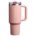Personalized laser engraved Stanley 40oz Quencher ProTour Tumbler in Peach Rose, custom name gift