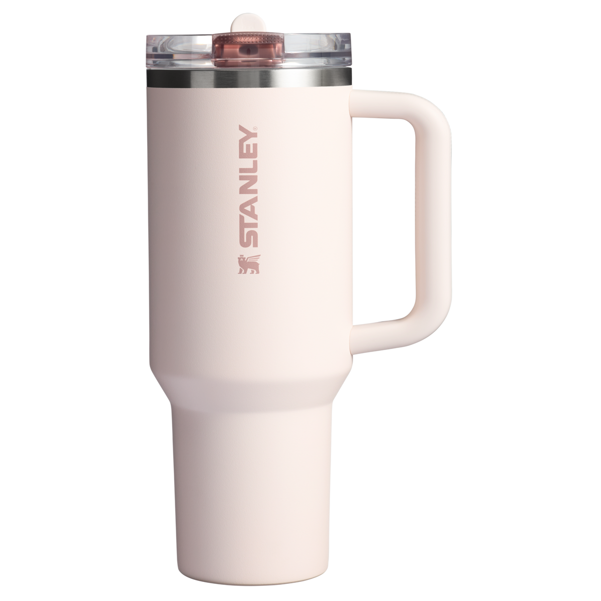 Personalized laser engraved Stanley 40oz Quencher ProTour Tumbler in Rose Quartz, custom name gift