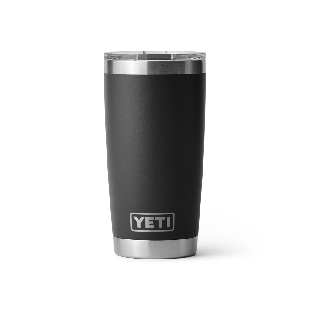 Personalized laser engraved YETI 20oz Rambler Tumbler in Black, custom name gift