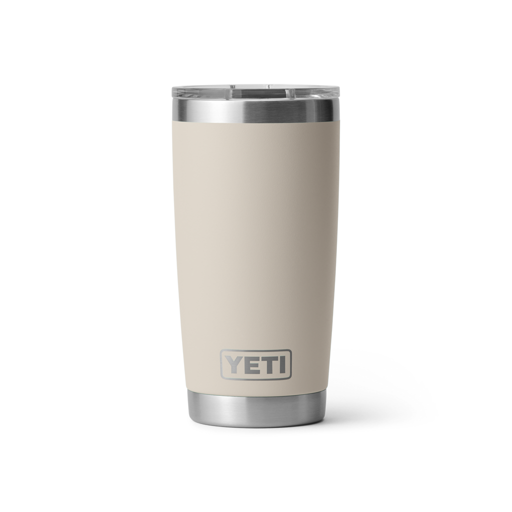 Personalized laser engraved YETI 20oz Rambler Tumbler in Cape Taupe, custom name gift