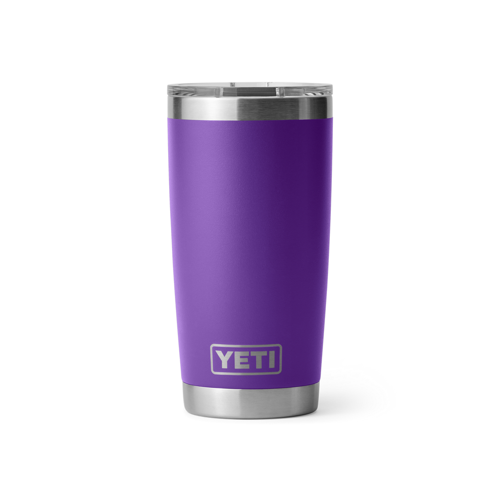 Personalized laser engraved YETI 20oz Rambler Tumbler in Pace Purple, custom name gift