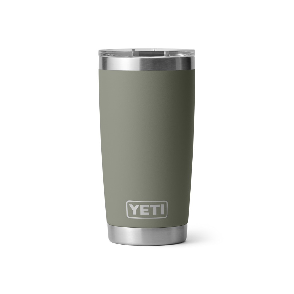 Personalized laser engraved YETI 20oz Rambler Tumbler in Pampa Green, custom name gift