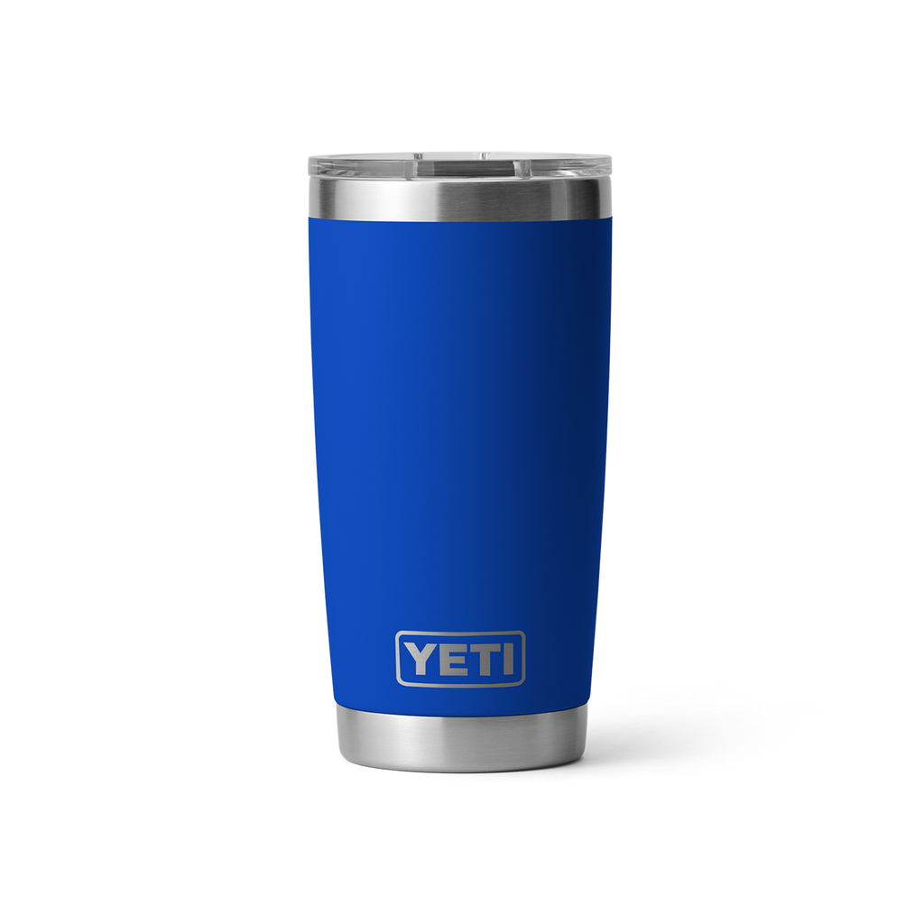 Personalized laser engraved YETI 20oz Rambler Tumbler in Royal Blue, custom name gift