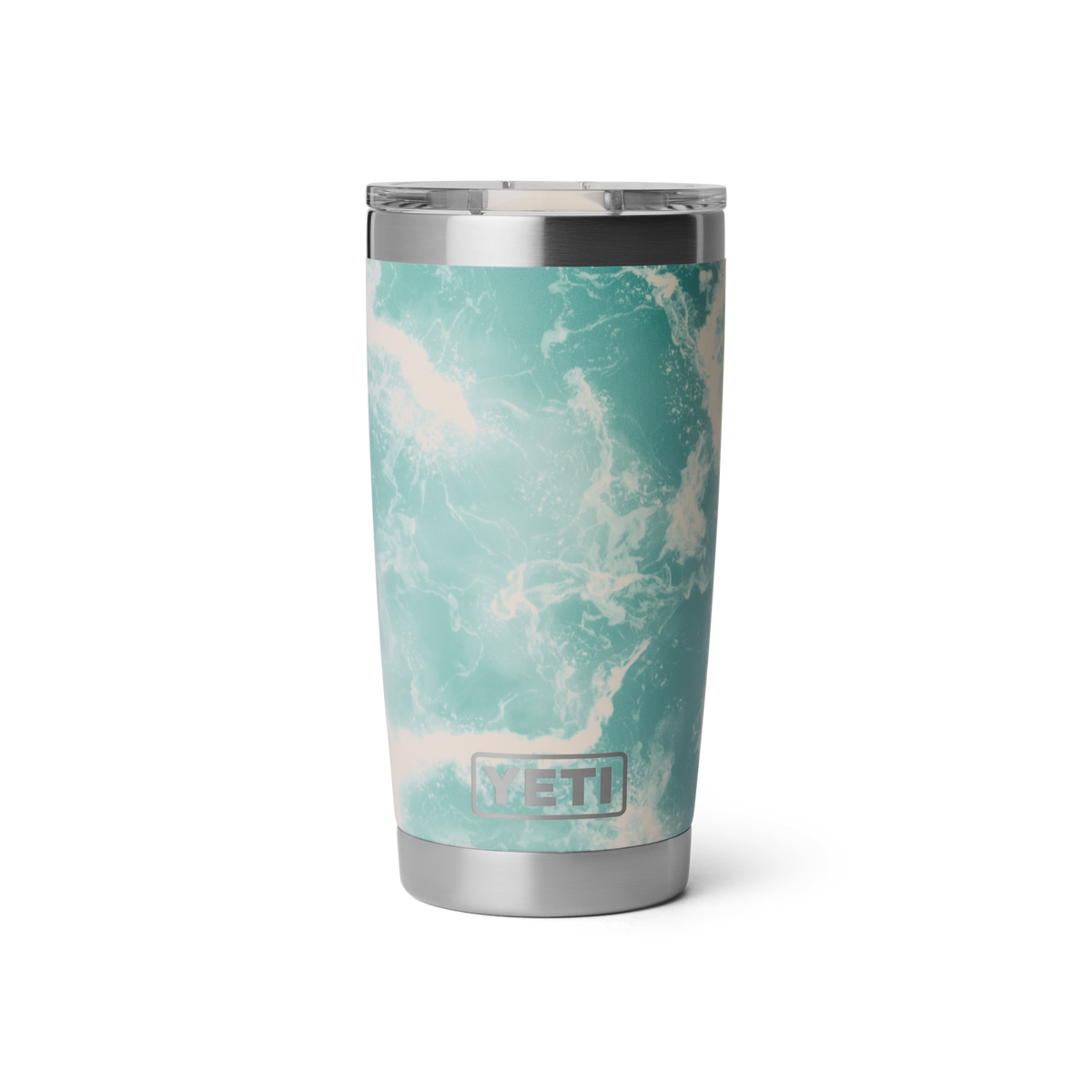 Personalized laser engraved YETI 20oz Rambler Tumbler in Sea View, custom name gift