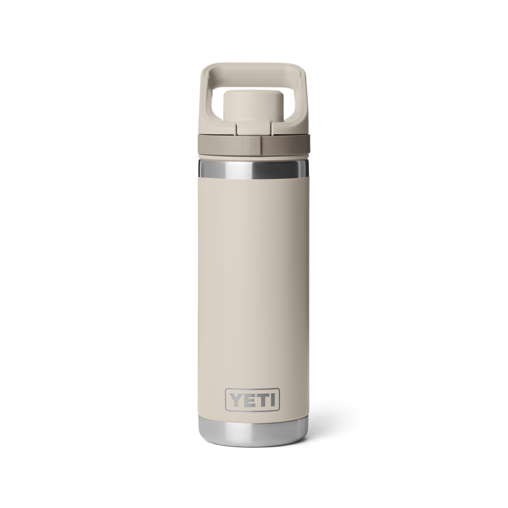 Personalized laser engraved YETI 18oz Rambler Chug Bottle in Cape Taupe, custom name gift