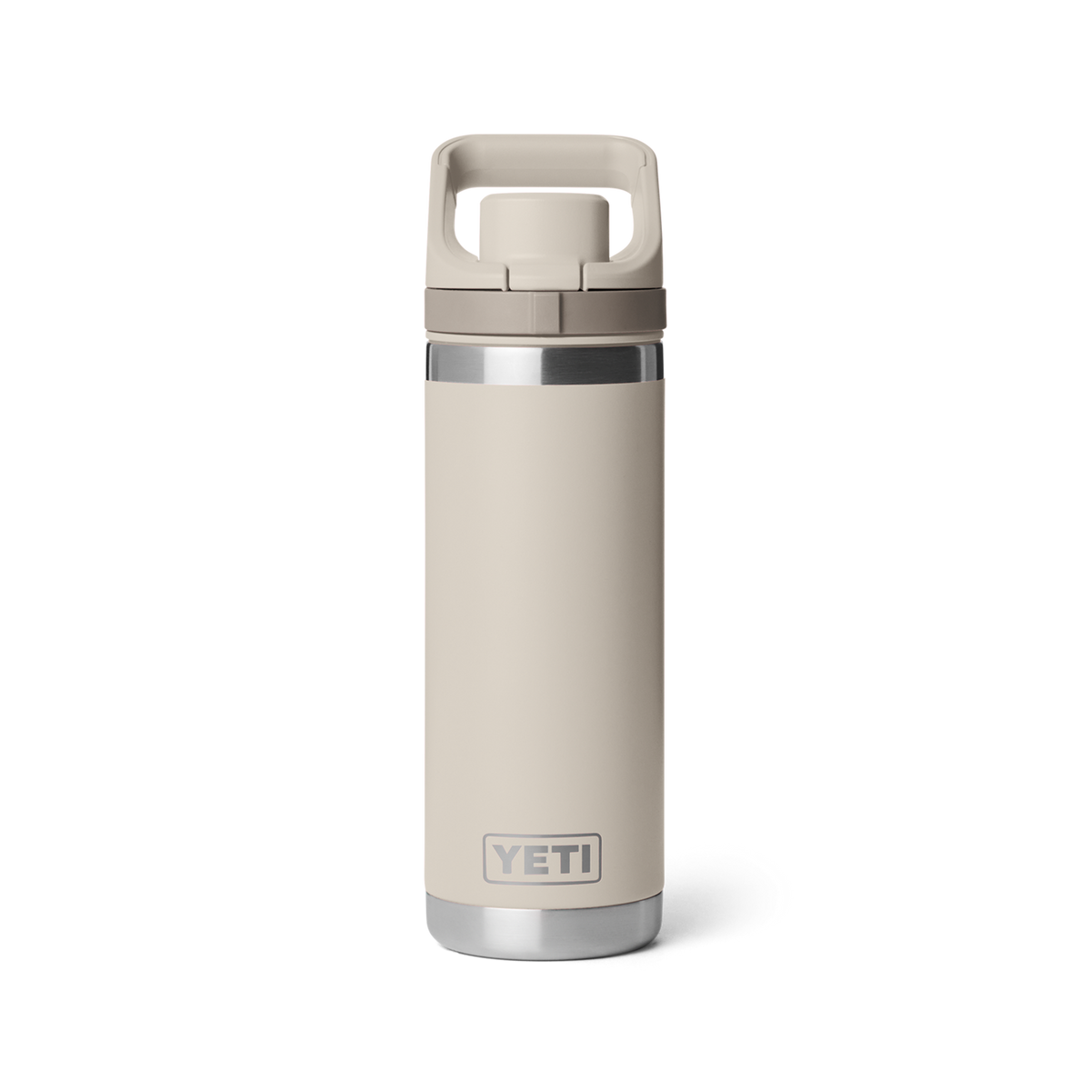 Personalized laser engraved YETI 18oz Rambler Chug Bottle in Cape Taupe, custom name gift