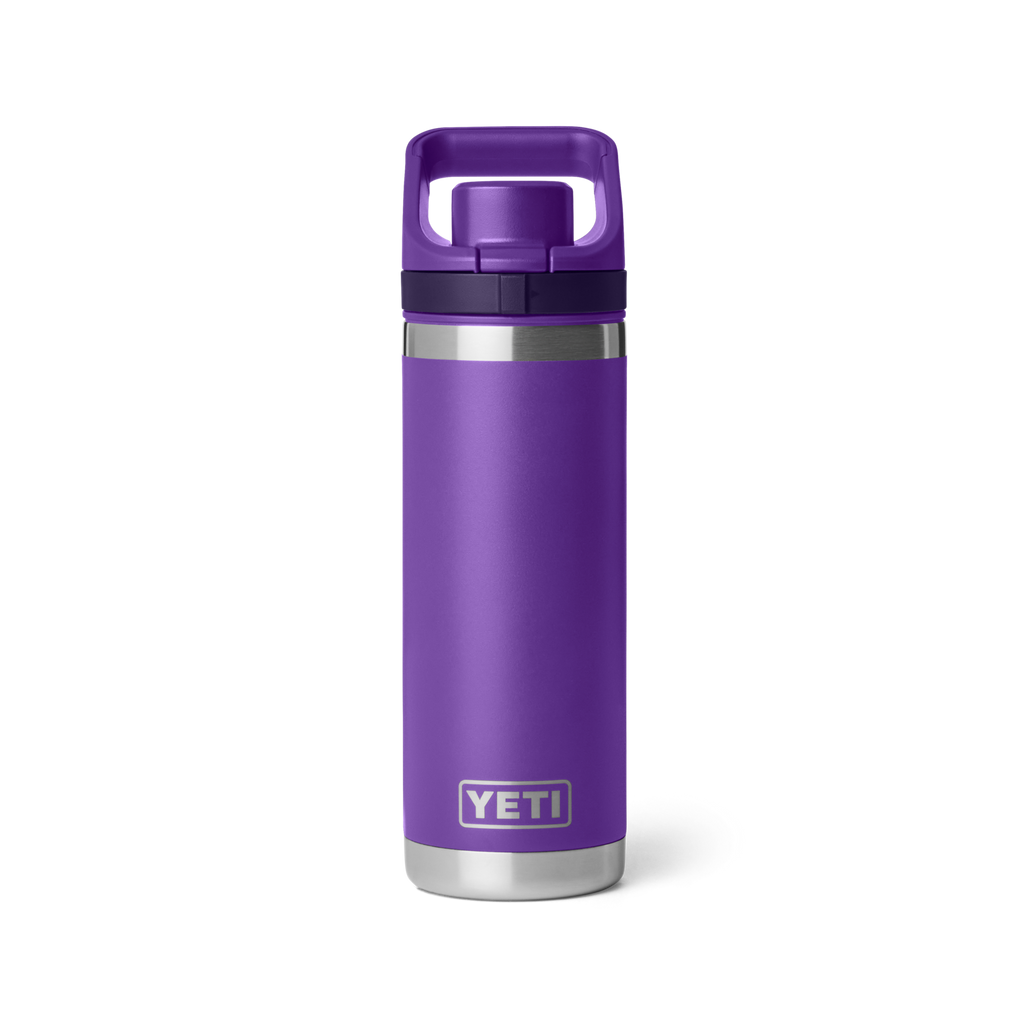 Personalized laser engraved YETI 18oz Rambler Chug Bottle in Pace Purple, custom name gift