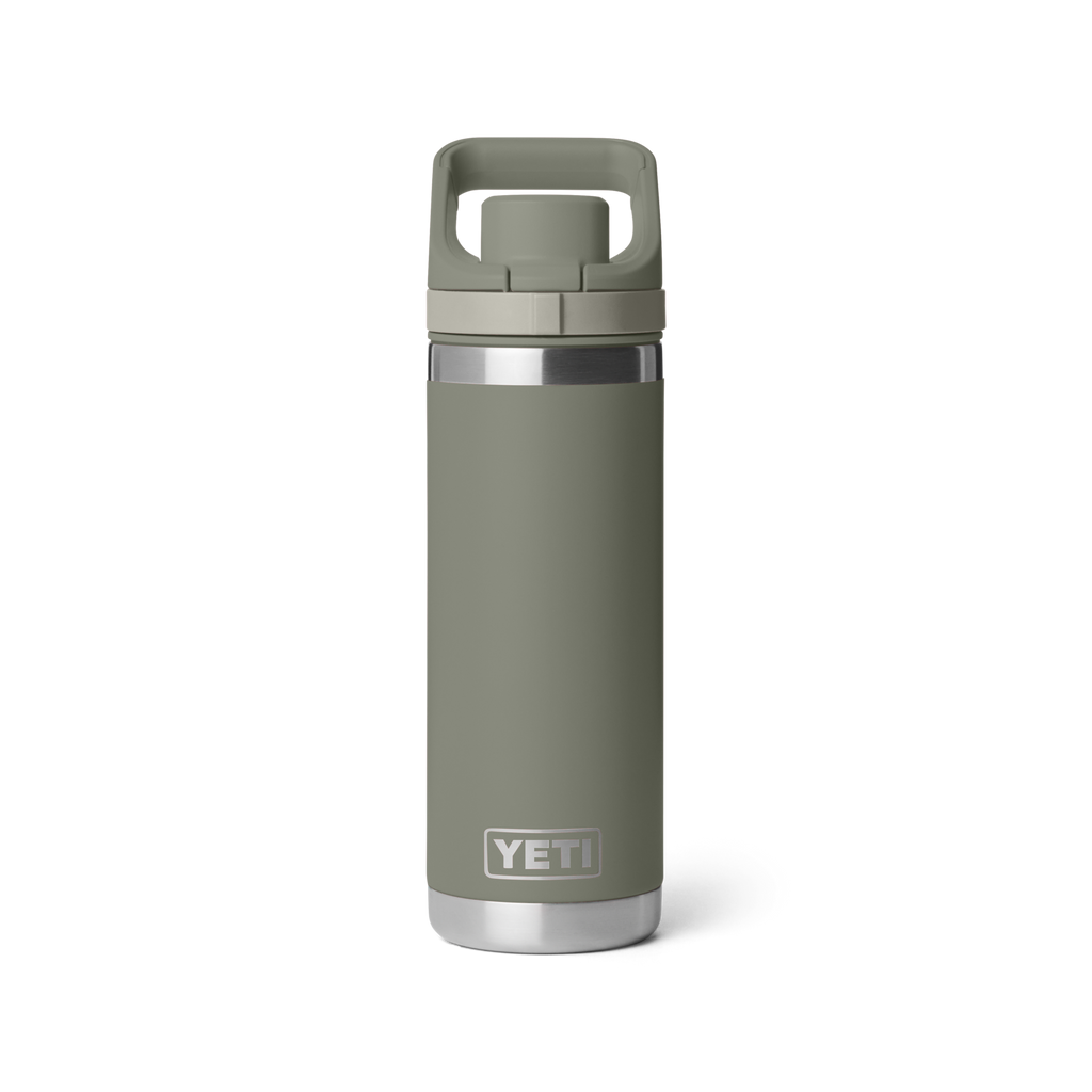 Personalized laser engraved YETI 18oz Rambler Chug Bottle in Pampa Green, custom name gift