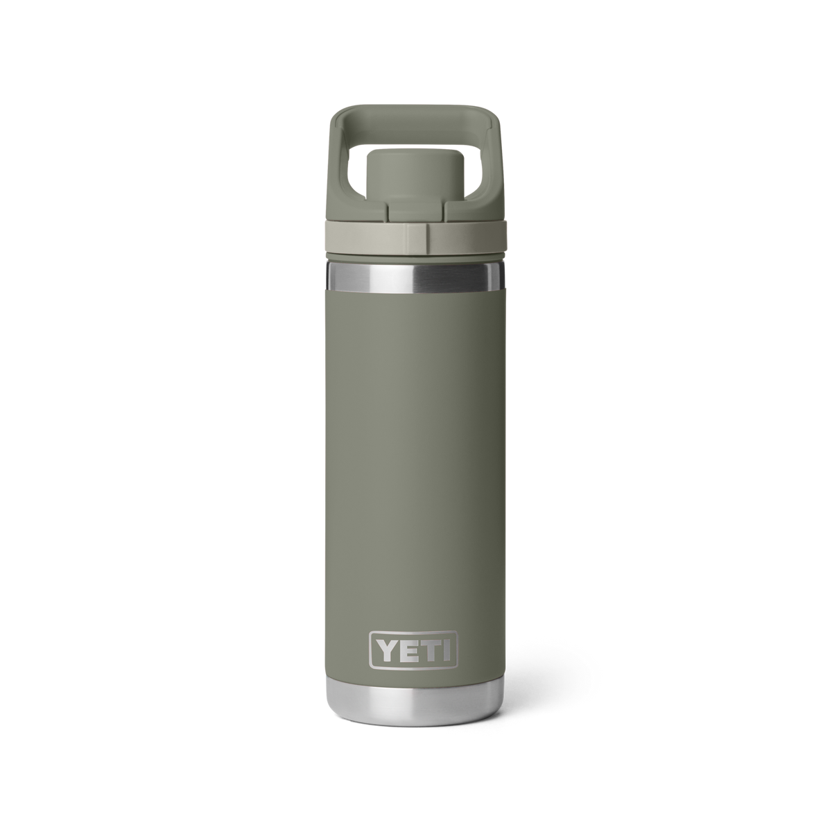 Personalized laser engraved YETI 18oz Rambler Chug Bottle in Pampa Green, custom name gift